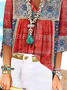 Vacation Loose V Neck Ethnic Top