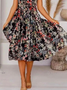 Jersey Floral Loose V Neck Midi