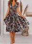 Jersey Floral Loose V Neck Midi