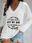 Jersey Casual Letter V Neck T-shirt