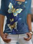 V Neck Butterfly Casual Jersey T-shirt