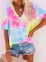 Ombre Loose Jersey V Neck T-shirt