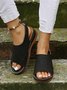 Pu Leather Wedge Heel Sandals