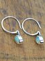 Vintage Oval Moonstone Opal C-Shaped Earrings