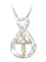 Vintage Cross Footprint Diamond Pendant Necklace