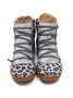 Leopard Print Stitching Casual Four Seasons Ladies Boots