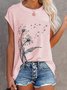 Crew Neck Casual Dandelion T-shirt