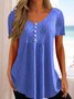V Neck Basics Striped T-shirt