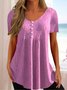 V Neck Basics Striped T-shirt