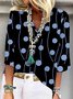 Casual Loose V Neck Geometric Top
