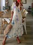 Polyester Fibre Loose Casual V Neck Maxi