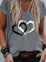 V Neck Heart/cordate Loose T-shirt