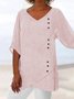 Loose V Neck Plain Bamboo Blouses