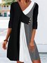 Casual Plain Autumn V neck Natural Daily Hot List Long sleeve Regular Dress for Women