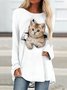 Loose Casual Crew Neck Animal T-shirt