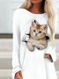 Loose Casual Crew Neck Animal T-shirt