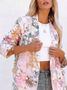 Casual Floral Autumn Polyester No Elasticity Loose H-Line Regular Regular Size Blazer for Women