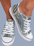 Women Ethnic All Season Ethnic Wearable Flat Heel Closed Toe Fabric Lace-Up Canvas Sneakers