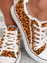 Street All Season Leopard Daily Flat Heel Hot List Lace-Up Non-Slip Canvas Sneakers for Women