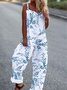 Casual Leaf Autumn Polyester Square neck No Elasticity Daily Best Sell Sleeveless Jumpsuit & Romper for Women