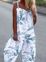 Casual Leaf Autumn Polyester Square neck No Elasticity Daily Best Sell Sleeveless Jumpsuit & Romper for Women