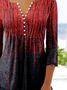 Casual Abstract Autumn V neck Daily 1 * Top Hot List Regular Regular Size Top for Women