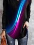 Casual Abstract Autumn V neck Micro-Elasticity Loose Best Sell Long sleeve H-Line T-shirt for Women
