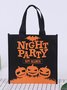 All Season Halloween Party Printing Canvas Open-top Tote Canvas Regular Shopping Tote for Women