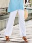 Casual Plain Autumn Cotton Natural Micro-Elasticity Loose H-Line Regular Casual Trousers for Women