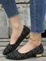 Women All Season Plaid Urban Commuting Low Heel Pointed Toe Fabric Rubber Shallow Shoes Flats