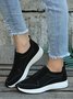 Leopard Print Plain Zip Panel Comfortable Flyknit Sneakers