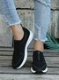 Leopard Print Plain Zip Panel Comfortable Flyknit Sneakers