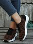 Leopard Print Plain Zip Panel Comfortable Flyknit Sneakers