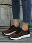 Leopard Print Plain Zip Panel Comfortable Flyknit Sneakers