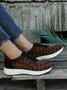 Leopard Print Plain Zip Panel Comfortable Flyknit Sneakers