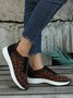 Leopard Print Plain Zip Panel Comfortable Flyknit Sneakers