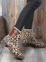 Casual Leopard Print Pocket Martin Combat Combat Boots
