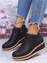 Simple Plain Wedge Ankle Boots