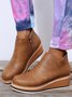 Simple Plain Wedge Ankle Boots