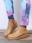 Simple Plain Wedge Ankle Boots