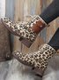 Casual Leopard Print Pocket Martin Combat Combat Boots