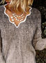 Casual Ethnic V Neck Texture Color-block Wool/Knitting Jumper