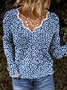 Floral V neck Casual Jumper