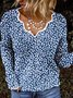 Floral V neck Casual Jumper