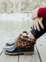 Glitter Leopard Contrast Panel Duck Bill Rain Boots