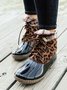 Glitter Leopard Contrast Panel Duck Bill Rain Boots