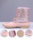 Glitter Leopard Contrast Panel Duck Bill Rain Boots