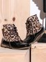 Glitter Leopard Contrast Panel Duck Bill Rain Boots