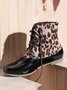 Glitter Leopard Contrast Panel Duck Bill Rain Boots