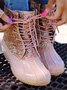 Glitter Leopard Contrast Panel Duck Bill Rain Boots